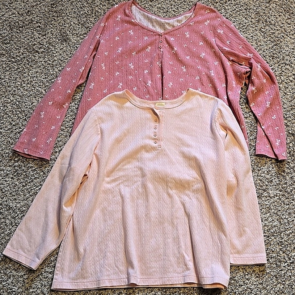 *Set of 2* Blair long sleeve Pointelle Henley shirts, both size 3XL